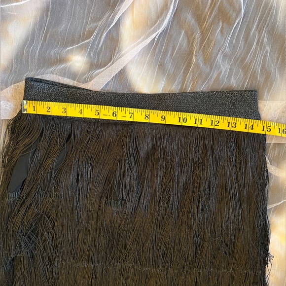 Mare Mare x Anthropologie Fringe Tiered Midi Skirt with Glitter Waistband Size M - Picture 4 of 8